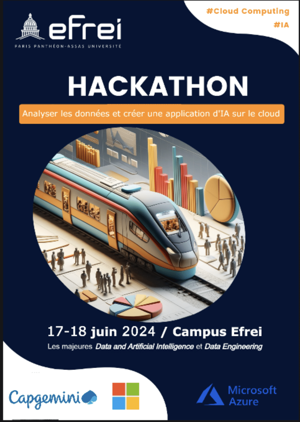 Affiche pour le Hackathon 2024 de l'Efrei, la Grande École d'ingénieurs généraliste du numérique